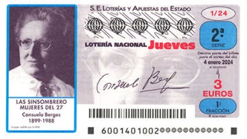 El décimo de Lotería Nacional dedicado a Consuelo Berges, una de las 'Sinsombrero'