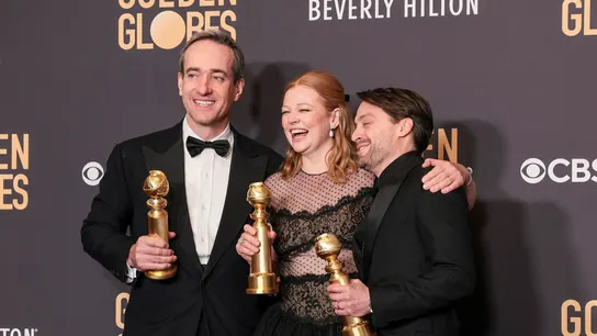 Matthew Macfadyen, Sarah Snook y Kieran Culkin, ganadores del Globo de Oro en 2024 por 'Succession'. Matthew Macfadyen, Sarah Snook y Kieran Culkin, ganadores del Globo de Oro en 2024 por 'Succession'.