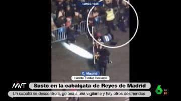 Un caballo se desboca en la cabalgata de Reyes de Madrid y rompe la cadera a una vigilante