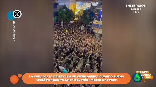 "¡Qué locurón!": el momentazo viral en la cabalgata de Sevilla cuando suena la canción 'Será porque te amo' "¡Qué locurón!": el momentazo viral en la cabalgata de Sevilla cuando suena la canción 'Será porque te amo'