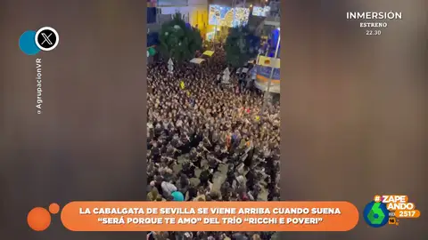 "¡Qué locurón!": el momentazo viral en la cabalgata de Sevilla cuando suena la canción 'Será porque te amo'