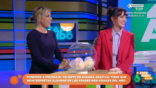 Susana Abaitua y Valeria Ros reinterpretan las frases virales del año ¿Cómo sonaría "¿Cómo están los máquinas?" haciéndose pis? ¿Y "un nanosegundo en el metaverso" con un ataque de risa? Susana Abaitua y Valeria Ros lo muestran durante un divertido 'duelo interpretativo' en este vídeo de Zapeando.
