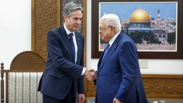 Antony Blinken y Mahmoud Abbas, este miércoles.