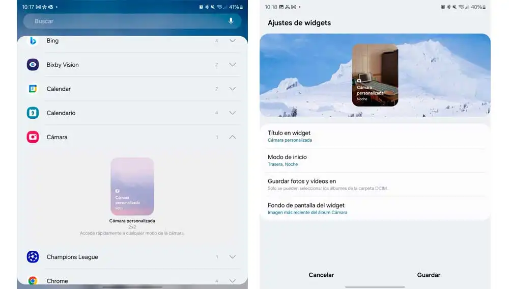 Nuevos Widgets de la cámara Samsung Nuevos Widgets de la cámara Samsung