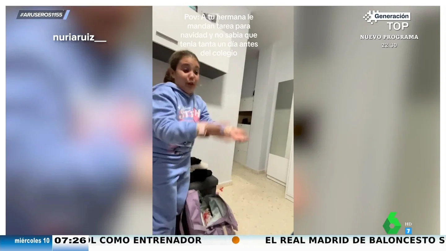 La reacción de una niña al darse cuenta de que no ha hecho los deberes en vacaciones y solo le queda un día antes de ir al cole: ARÚS La reacción de una niña al darse cuenta de que no ha hecho los deberes en vacaciones y solo le queda un día antes de ir al cole: ARÚS