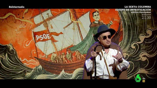 Wyoming, sobre el barco de Sánchez tras los decretos: "Tiene grietas, como vengan mal dadas, se va a hacer puñetas" "¿Llegarán todos a puerto o se darán un hostión?", se pregunta Wyoming, que en 'Las nuevas aventuras de Pedro el Bello' convierte en romance la votación de los decretos anticrisis. Sus versos sobre Sánchez y el resto de partidos, en este vídeo.