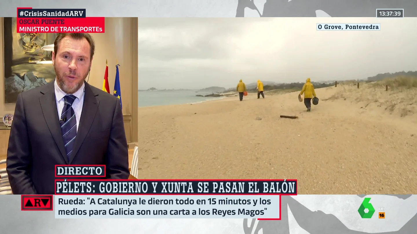 Óscar Puente, a la Xunta de Galicia sobre recoger pellets en el mar y no en la costa: "No es que mienta, es que va abiertamente en contra de la organización marítima" Óscar Puente, a la Xunta de Galicia sobre recoger pellets en el mar y no en la costa: "No es que mienta, es que va abiertamente en contra de la organización marítima"