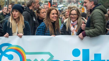 Fotografía de archivo del 13/01/2024 donde la actriz Itziar Ituño (c) participó en la manifestación de Bilbao, convocada por la organización de apoyo a los presos de ETA Sare bajo el lema 'Konponbiderako Giltzak, Llaves para la resolución"
