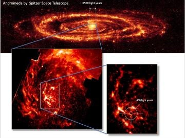 Observan cómo se alimenta el agujero negro del centro de la galaxia Andrómeda