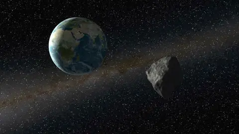 Representación de un asteroide cercano a la Tierra Representación de un asteroide cercano a la Tierra