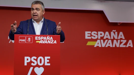 El secretario de organización del PSOE, Santos Cerdán, ofrece una rueda de prensa en la sede del PSOE en Madrid este lunes. El secretario de organización del PSOE, Santos Cerdán, ofrece una rueda de prensa en la sede del PSOE en Madrid este lunes.