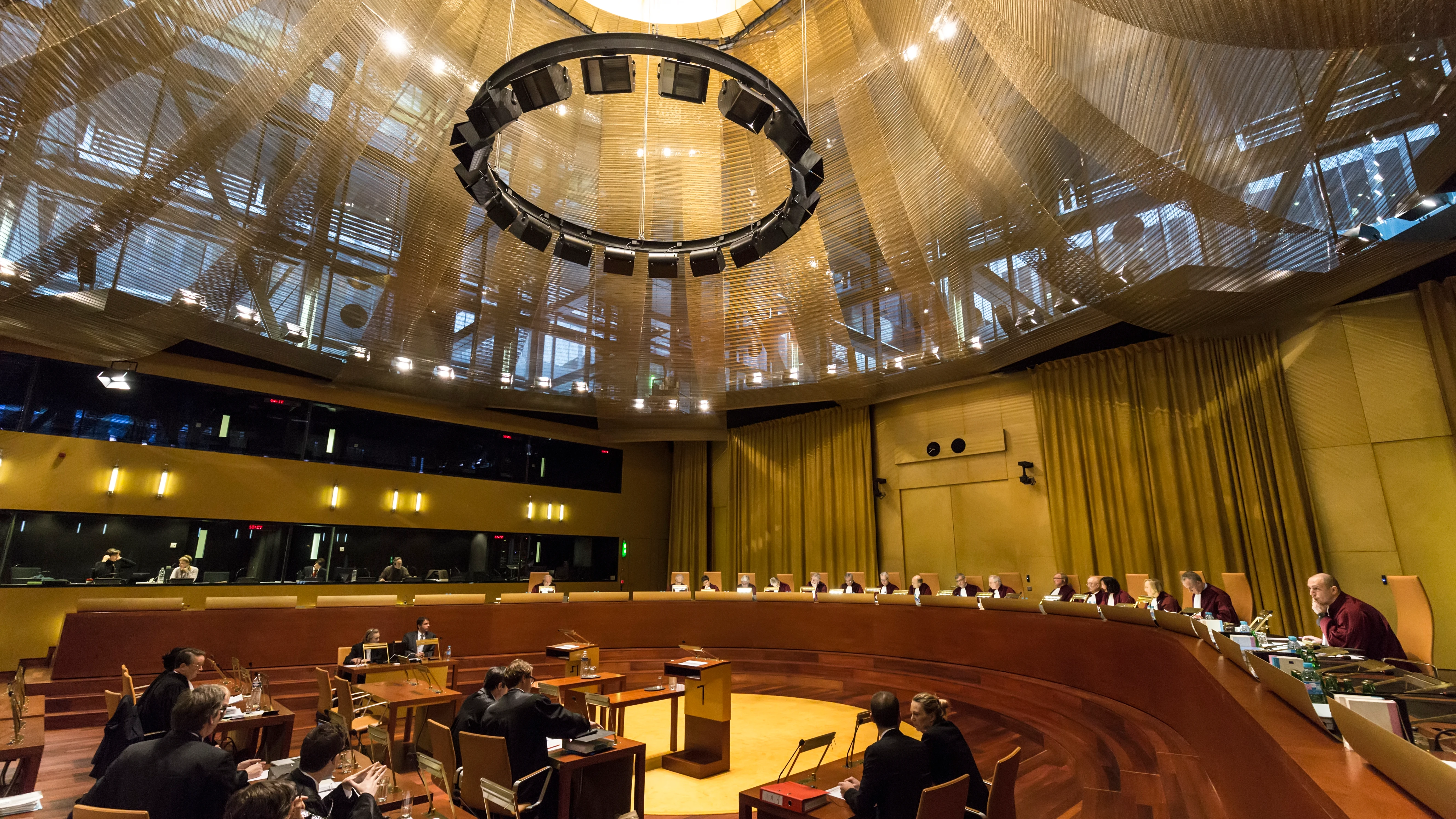 Una vista en la Gran Sala del Tribunal de Justicia de la Unión Europea.