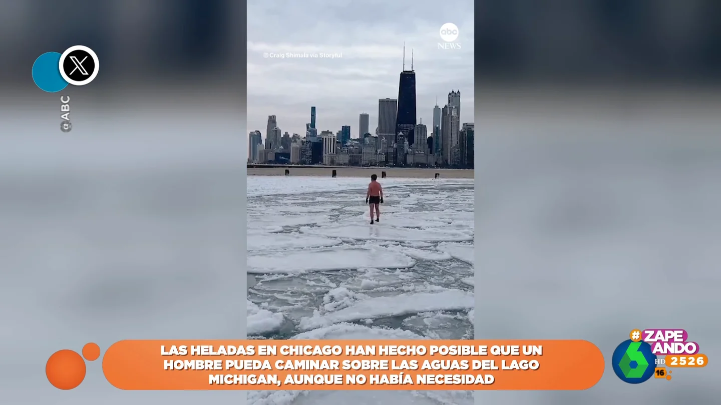 Un hombre cruza el lago Michigan saltando sobre los bloques de hielo: estas son las heladoras imágenes Un hombre cruza el lago Michigan saltando sobre los bloques de hielo: estas son las heladoras imágenes