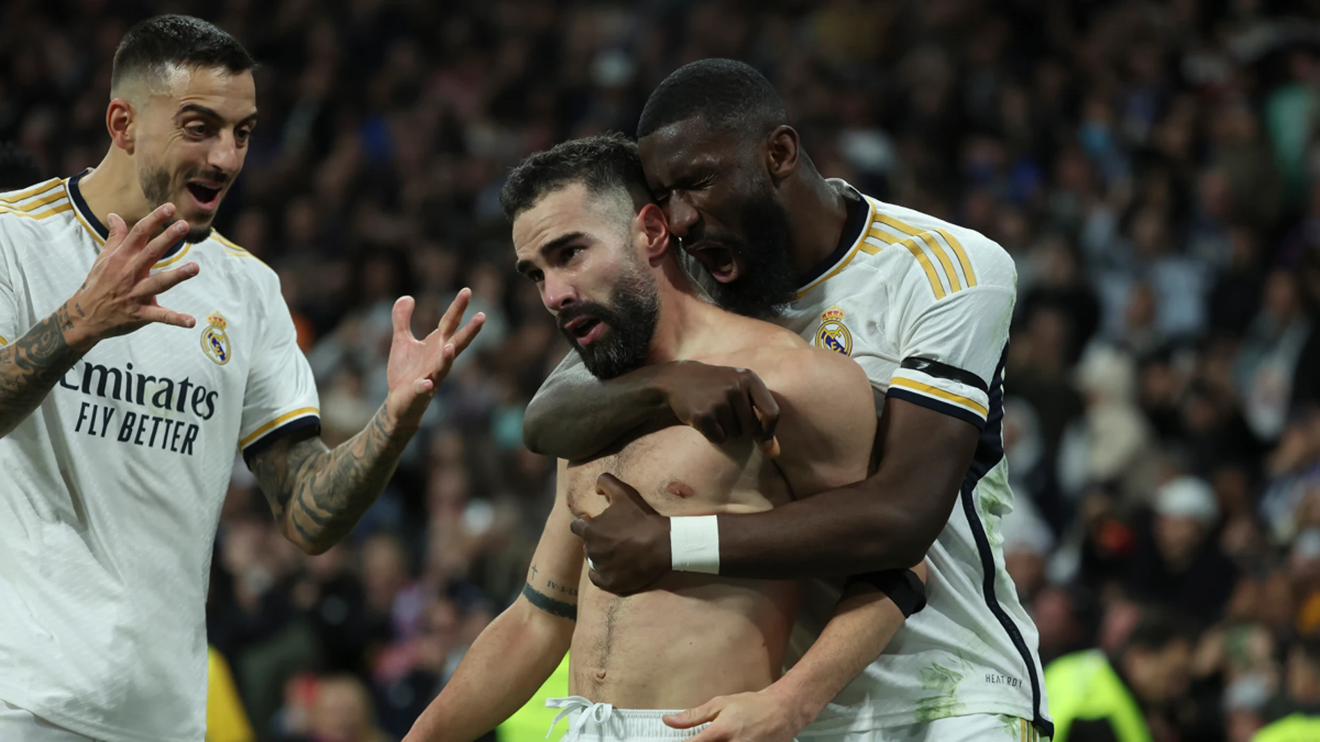 Dani Carvajal celebra un gol con el Real Madrid