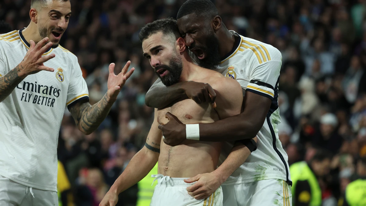 Dani Carvajal celebra un gol con el Real Madrid