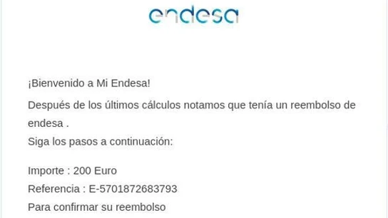 ¡Cuidado si recibes este correo electrónico de Endesa! La Guardia Civil alerta de una nueva estafa de 'phishing' ¡Cuidado si recibes este correo electrónico de Endesa! La Guardia Civil alerta de una nueva estafa de 'phishing'