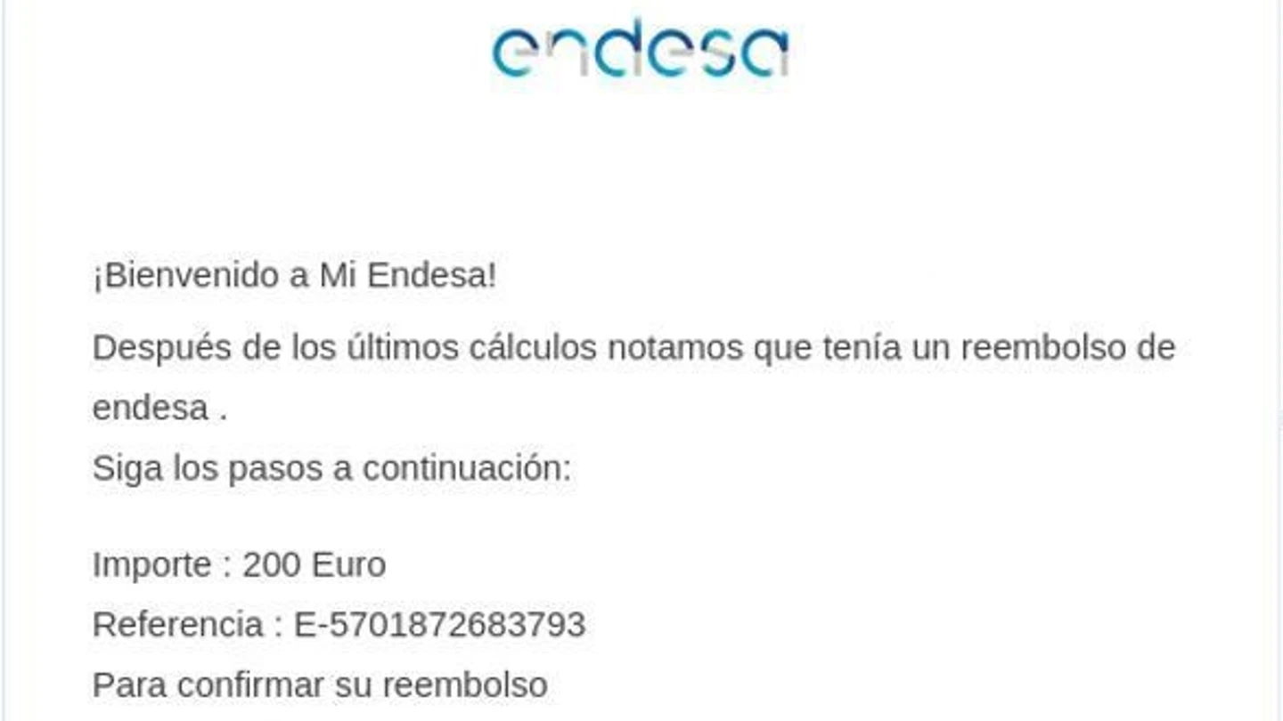 ¡Cuidado si recibes este correo electrónico de Endesa! La Guardia Civil alerta de una nueva estafa de 'phishing' ¡Cuidado si recibes este correo electrónico de Endesa! La Guardia Civil alerta de una nueva estafa de 'phishing'