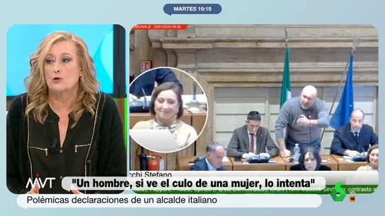 Elisa Beni, tras oír a un alcalde italiano justificar que se toque el culo a las mujeres "La sociedad italiana es un poco diferente, si uno ve la televisión sigue teniendo una cosificación de las mujeres que aquí creo que ya hemos superado", comenta Elisa Beni en este vídeo sobre las declaraciones machistas de un alcalde italiano.
