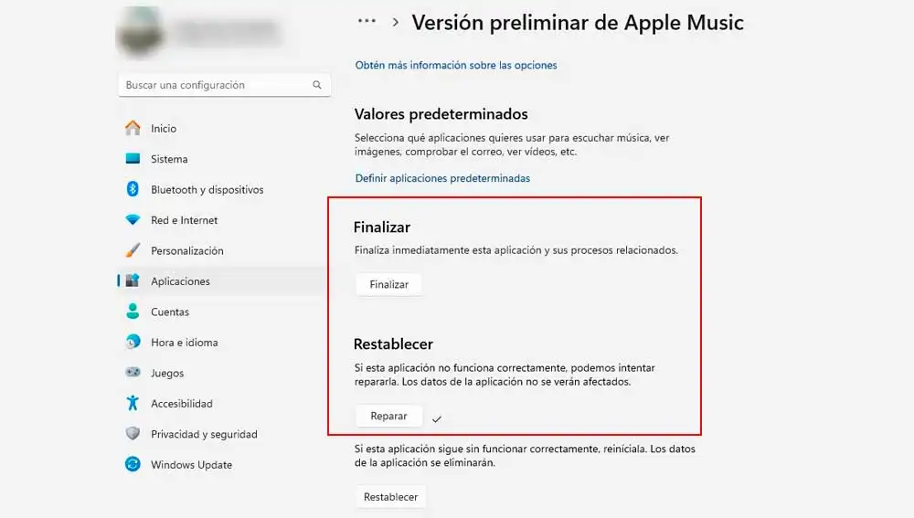 Restablecer o reparar Restablecer o reparar