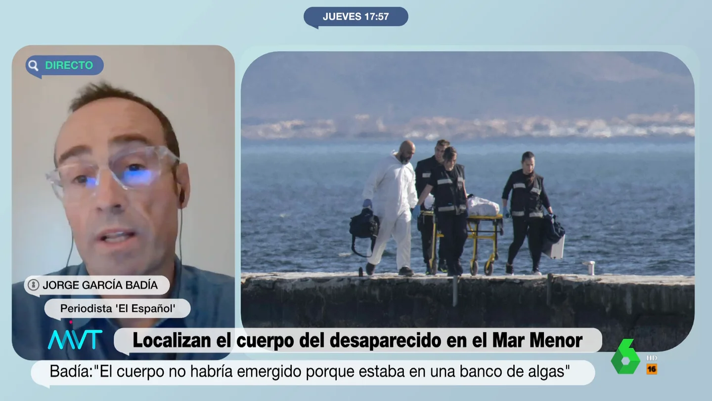 El cuerpo del menor muerto en el Mar Menor no emergió porque "estaba entre algas de un metro" Más Vale Tarde analiza la localización del cuerpo del menor desaparecido en el Mar Menor con el periodista Jorge García Badía, que tras este hallazgo señala en este vídeo que "la autopsia va a ser fundamental" para conocer las claves del suceso.