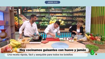 Rico y de temporada: Carlos Maldonado y Pablo Ojeda cocinan guisantes con jamón y huevo poché