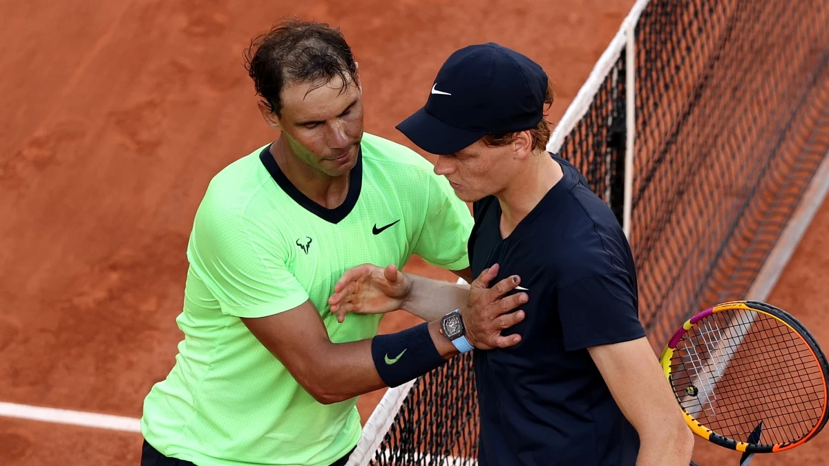 Rafa Nadal, con Jannik Sinner