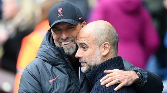 Guardiola, junto a Jurgen Klopp Guardiola, junto a Jurgen Klopp