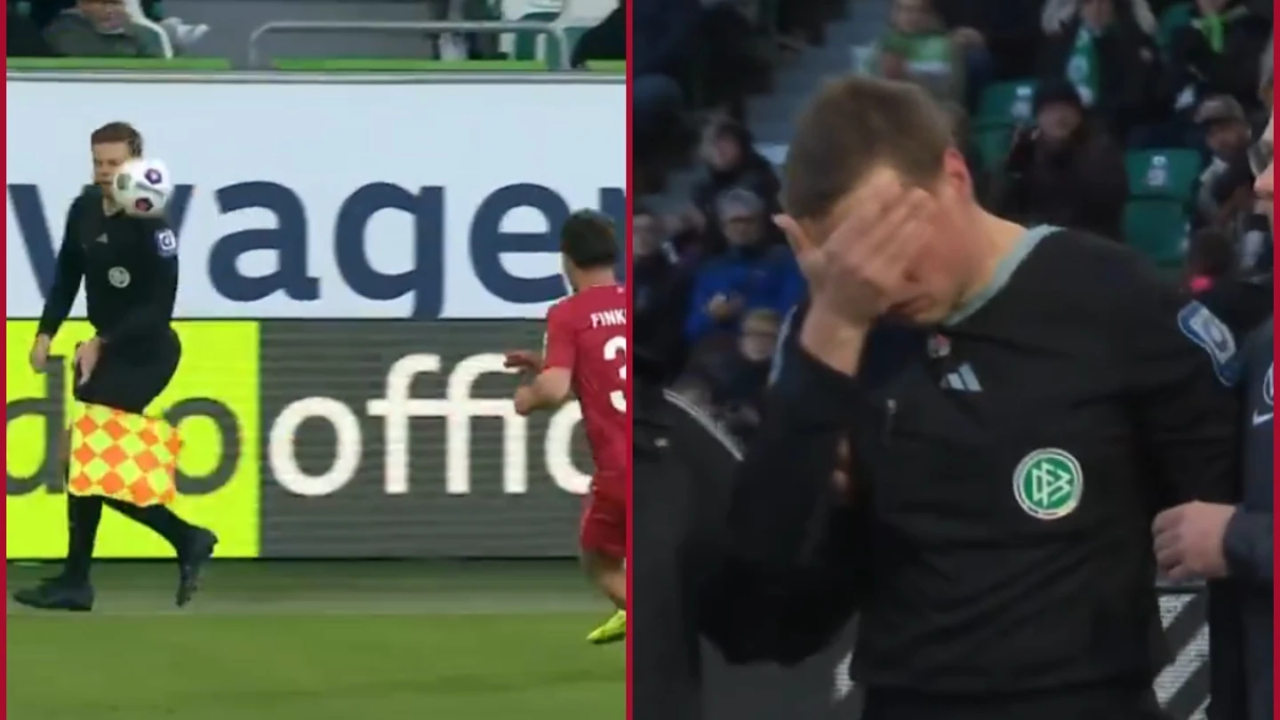 Pelotazo a un árbitro en la Bundesliga Pelotazo a un árbitro en la Bundesliga