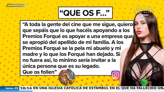 La hija de Verónica Forqué estalla tras no ser invitada a los Premios Forqué: "Es una empresa que se apropió del apellido de mi familia" La hija de Verónica Forqué estalla tras no ser invitada a los Premios Forqué: "Es una empresa que se apropió del apellido de mi familia"
