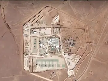 Imagen satélite de la Torre 22, la base estadounidense que ha sido atacada este domingo