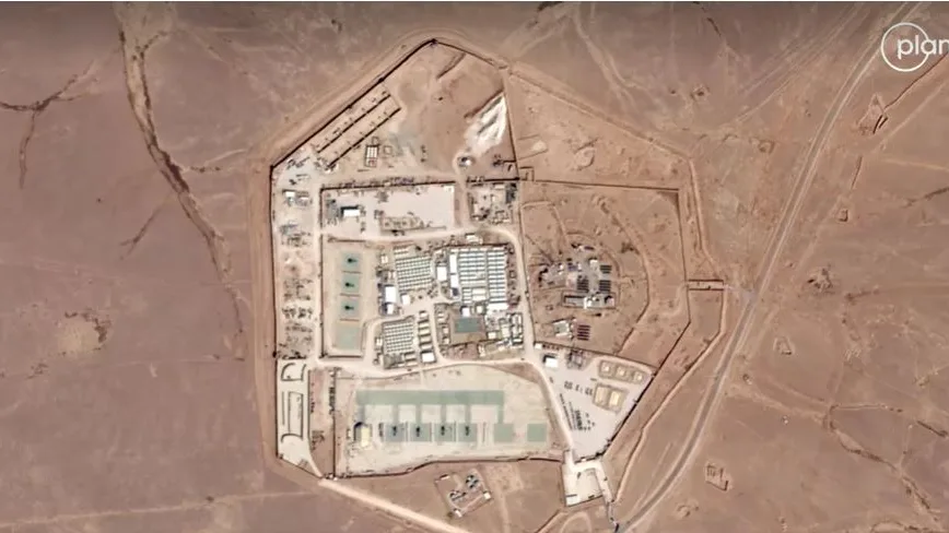 Imagen satélite de la Torre 22, la base estadounidense que ha sido atacada este domingo