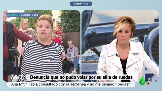 MVT Ana María, la joven a la que Ryanair ha dejado en tierra por su silla de ruedas: "No me han devuelto el dinero del billete" MVT Ana María, la joven a la que Ryanair ha dejado en tierra por su silla de ruedas: "No me han devuelto el dinero del billete"