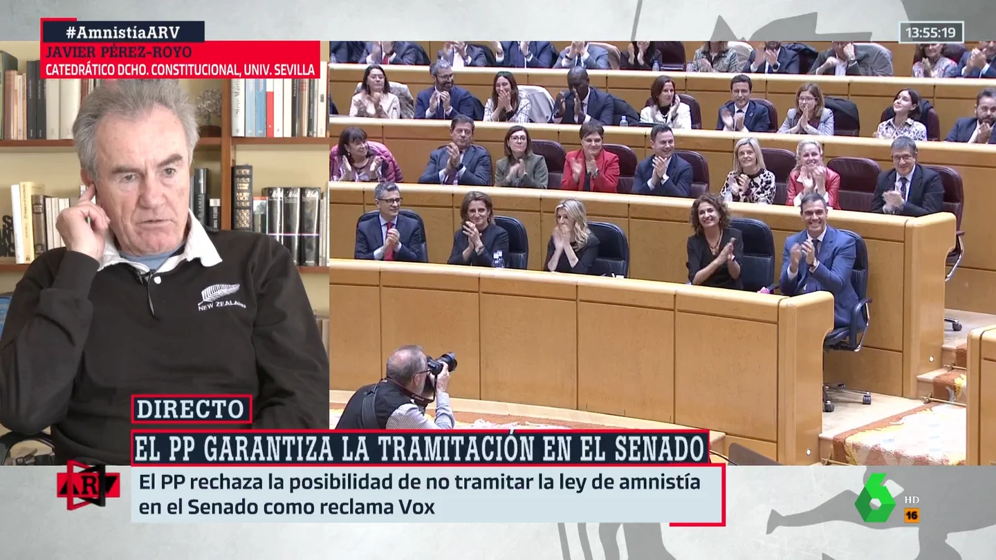 Pérez-Royo, tajante sobre la petición de Vox para que la ley de amnistía no sea tramitada en el Senado: "Sería un golpe de Estado" Pérez-Royo, tajante sobre la petición de Vox para que la ley de amnistía no sea tramitada en el Senado: "Sería un golpe de Estado"