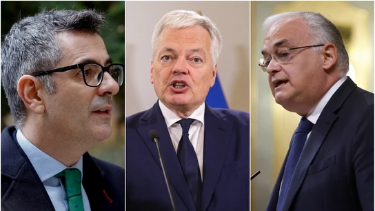 Félix Bolaños, Didier Reynders y Esteban González Pons Félix Bolaños, Didier Reynders y Esteban González Pons