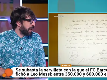 El dardo de Quique Peinado tras la subasta de la servilleta de Messi: &quot;Vale más que algún jugador de la primera plantilla&quot;