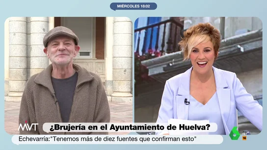 La curiosa despedida de un entrevistado en Más Vale Tarde Más Vale Tarde analiza el supuesto ritual de brujería en el Ayuntamiento de Huelva con el periodista que lo destapó, Perico Echevarría, que en este vídeo despide la conexión de manera divertida. La reacción de Cristina Pardo, en este vídeo.