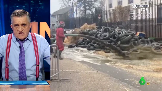 La reacción de Wyoming al ver a unos agricultores franceses regar una comisaría con estiércol "Ahora mismo el ambiente está tan caliente en Francia que la fondue se hace sola", comenta Wyoming en este vídeo de El Intermedio donde, junto a Sandra Sabatés, analizan las protestas en Francia y la respuesta de los agricultores españoles.