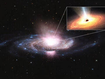 Ilustración de una galaxia remodelada por los fuertes vientos de su agujero negro central