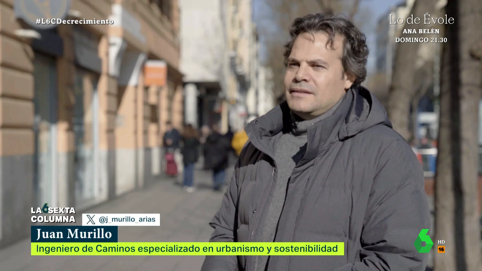 "Podemos tener una grandísima calidad de vida sin esa hipermovilidad basada en el automóvil privado", comenta Juan Murillo, ingeniero especializado en urbanismo, que comparte los resultados de su estudio en este vídeo de laSexta Columna.