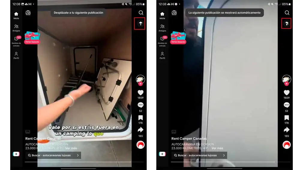Activando la opción de vídeos automáticos Activando la opción de vídeos automáticos
