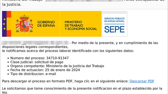 Alertan de un nuevo fraude que suplanta al SEPE: cuidado si recibes este correo electrónico Alertan de un nuevo fraude que suplanta al SEPE: cuidado si recibes este correo electrónico