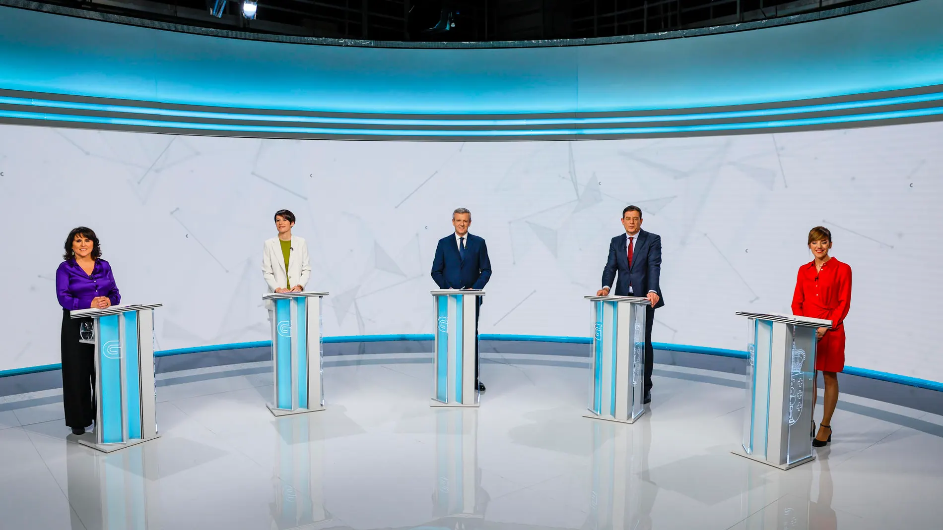 Los candidatos a la presidencia de la Xunta en el debate en la televisión gallega.