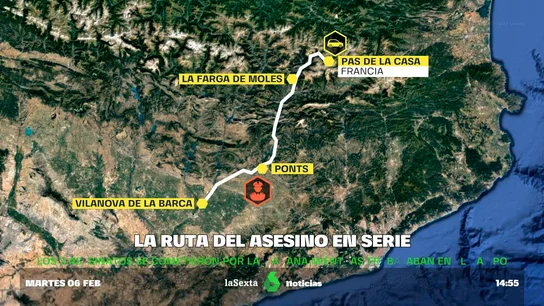 La ruta del presunto asesino en serie de agricultores La ruta del presunto asesino en serie de agricultores