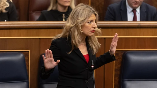 Yolanda Díaz interviene durante una sesión de control al Gobierno, en el Congreso de los Diputados. La vicepresidenta segunda y ministra de Trabajo y Economía Social, Yolanda Díaz, interviene durante una sesión de control al Gobierno, en el Congreso de los Diputados,