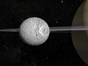 Ilustración de la luna Mimas de Saturno Ilustración de la luna Mimas de Saturno