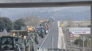 Tractores durante una concentración en Molina de Aragón, a 6 de febrero de 2024, en Molina de Aragón, Guadalajara, Castilla-La Mancha (España). 