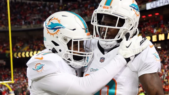 Los Miami Dolphins, en un partido de la NFL Los Miami Dolphins, en un partido de la NFL