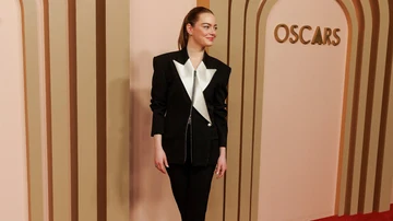 Actress Emma Stone poses during the annual Oscar luncheon