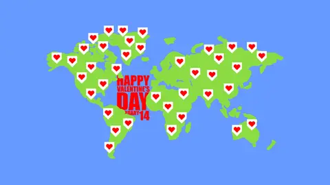 Mapa del mundo con corazones Mapa del mundo con corazones