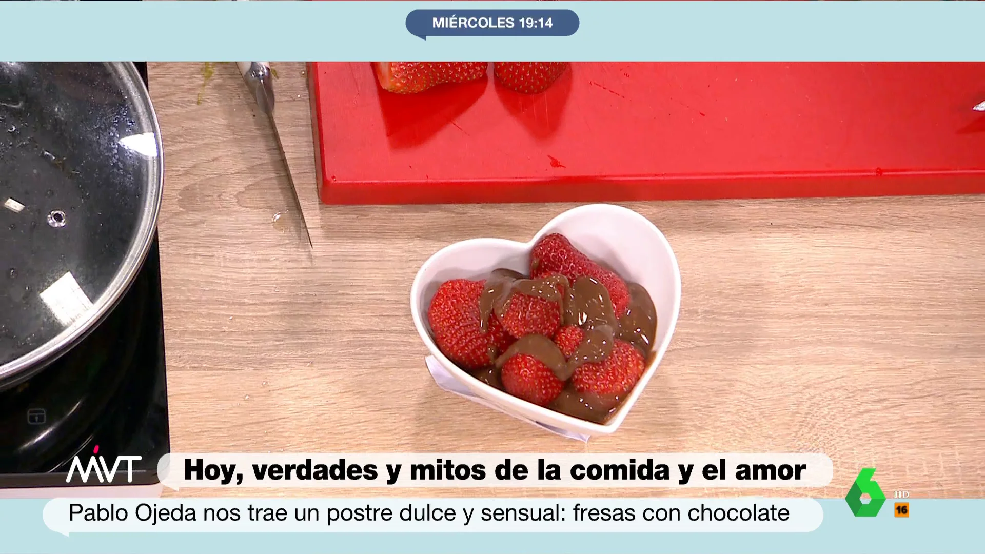 Postre de fresas con chocolate en MVT